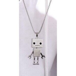 Silver Lovely Robot Pendant Necklace For Men, Women And Kids